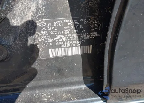 2012 Hyundai Elantra Gls z USA, uszkodzony, nr VIN KMHDH4AE7CU433609